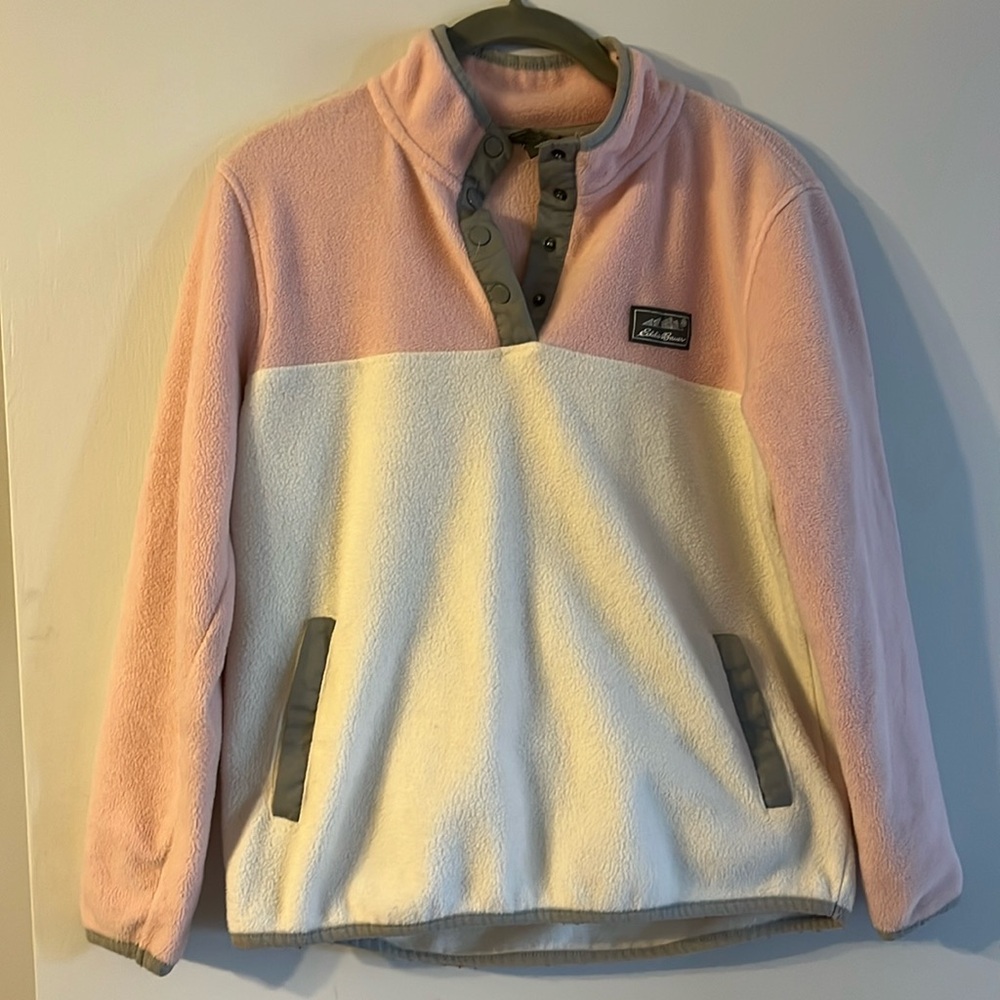 Eddie Bauer Youth Kids Fleece Pullover Jacket Colorblock Snap Girls Size L(14)